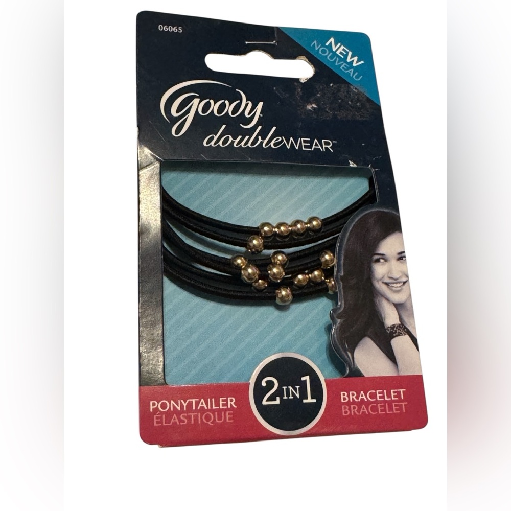 Goody Double Wear Ponytail Bracelets Floating Gold Beads Elastics New Old Stock